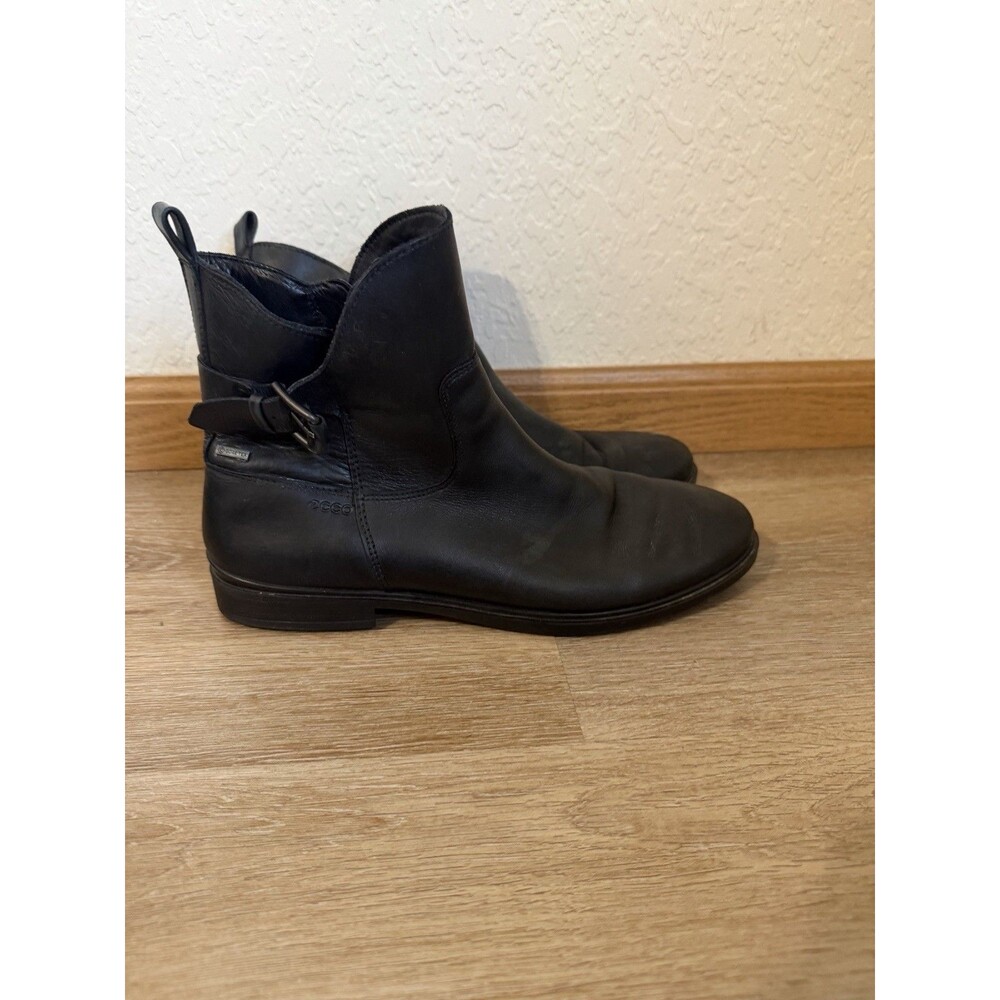 Ecco Touch 15 Buckle Black Leather Ankle Boots Goretex Women’s Size 42 Fall